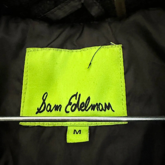 Sam Edelman Lara Puffy Coat Black Down Filled Quilted Puffer Jacket Hooded Sz M - Picture 6 of 6